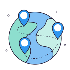 Globe with location pins