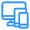 Blue icon of a desktop computer with a cogwheel representing settings or system configuration.